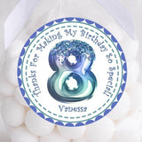 watercolor blue birthday favor label