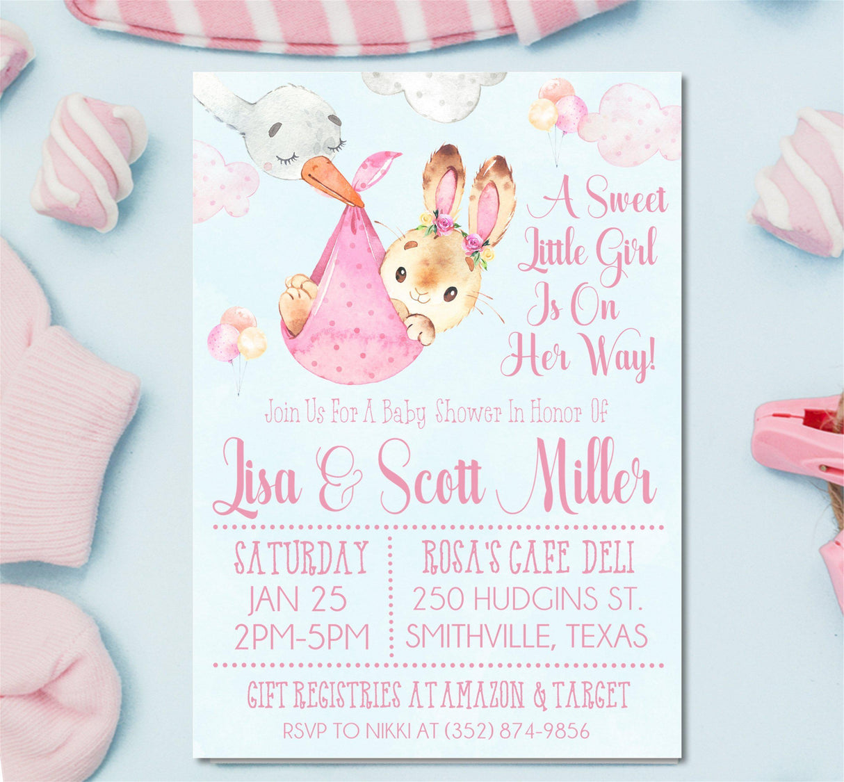 watercolor bunny invitation cards whimsical woodland style