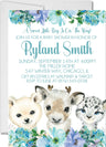 watercolor polar bear penguin invitation cards blue floral style