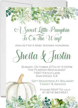 watercolor white pumpkin invitation cards elegant fall style