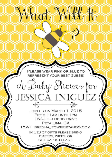 what will it bee baby shower invitations honeycomb bee design