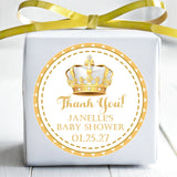 white and gold royal crown baby shower sticker
