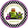 witch potion bottle halloween sticker with skull border