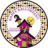 witchy potion shop halloween sticker colorful haunted house design