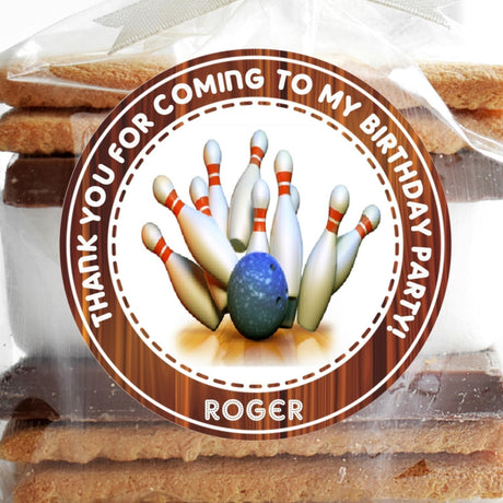 wood lane bowling birthday sticker