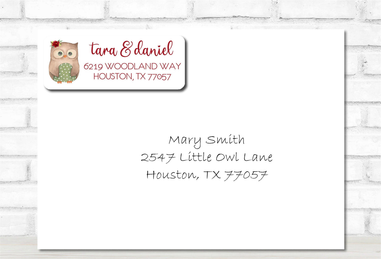 woodland owl return address labels