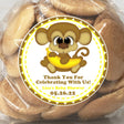 yellow monkey baby shower sticker holding banana