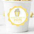yellow popcorn baby shower sticker with about to pop design