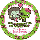 zombie kids valentine treat bag label