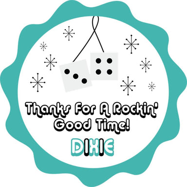 1950's Sock Hop Turquoise And Black Dice Birthday Party Stickers