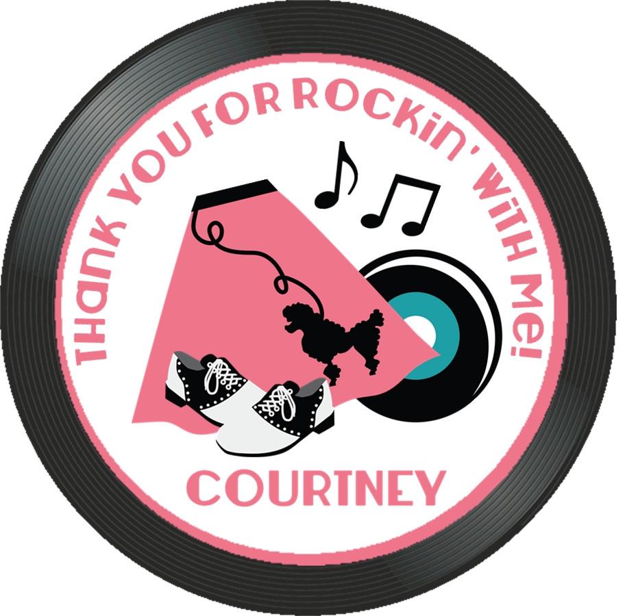 1950s poodle skirt party favor label