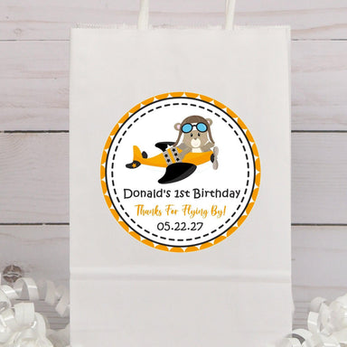 Airplane Teddy Bear First Birthday Party Stickers