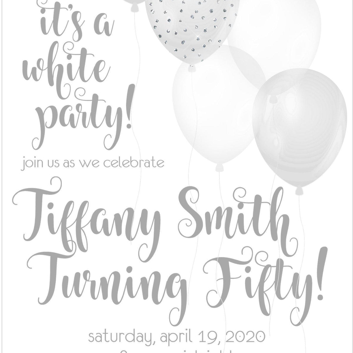 All White Party Invitations