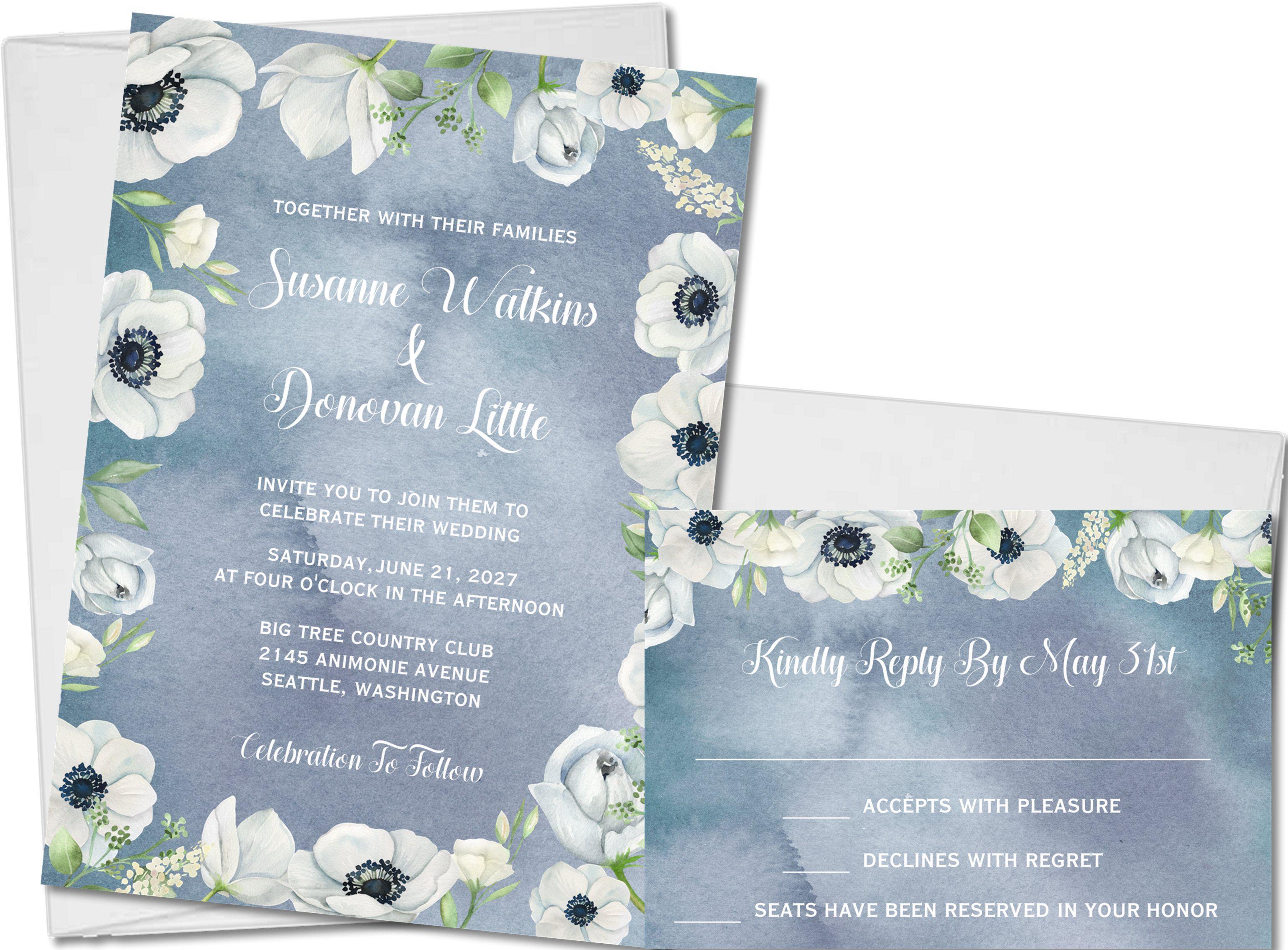 Anemone Wedding Invitations + RSVP Sets