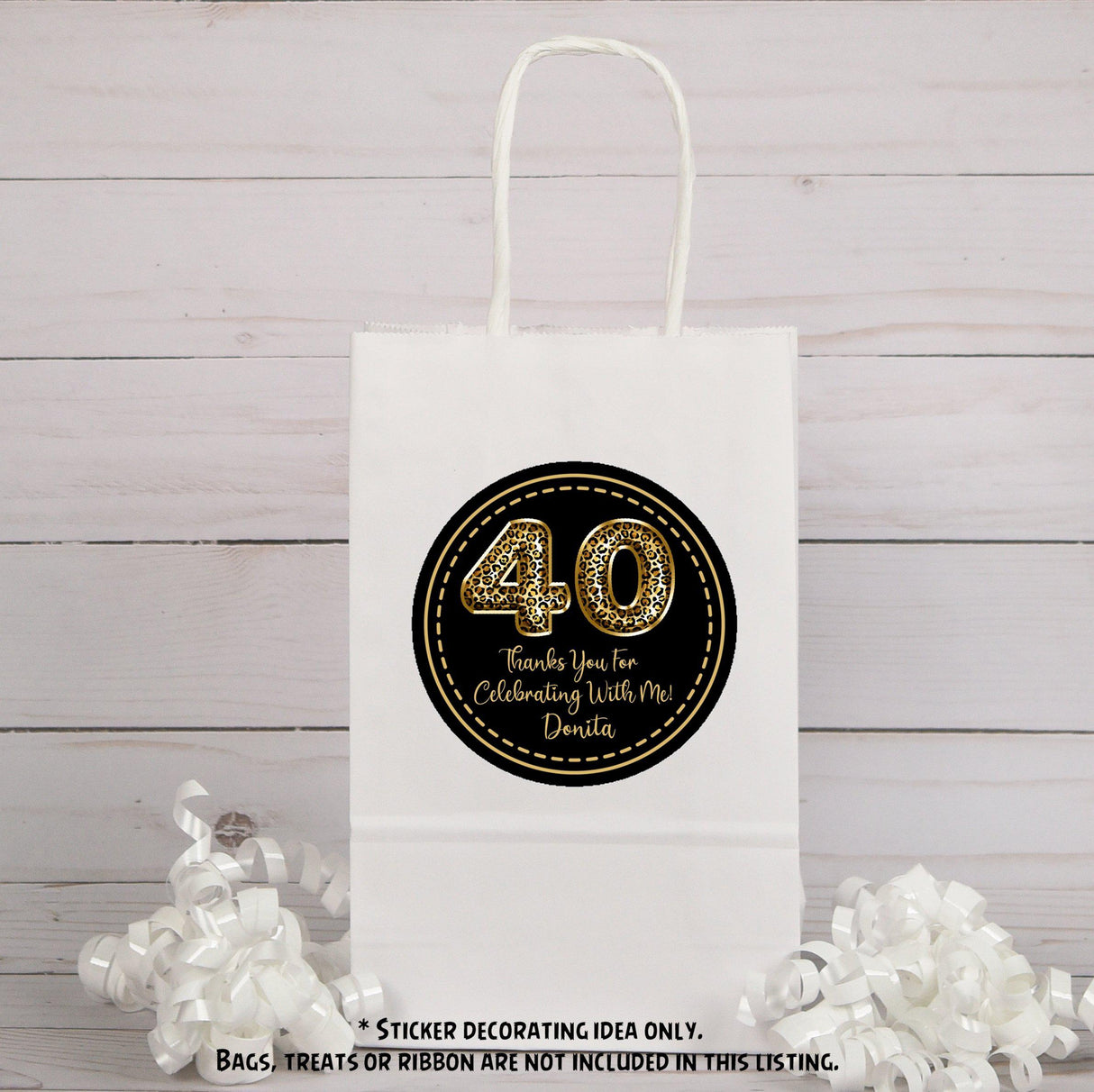 Animal print gold favor sticker