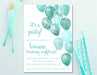 Aqua Balloon Birthday Party Invitations