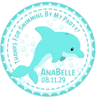 Aqua Dolphin Under The Sea Birthday Party Stickers