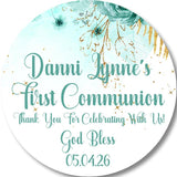 Aqua Primera Comunión sticker for boys or girls