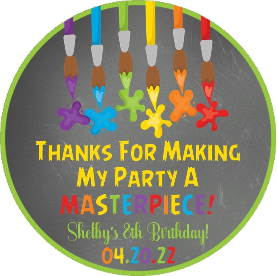 Art Birthday Party Stickers Or Favor Tags