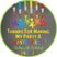 Art birthday sticker with rainbow paintbrush drips and splatters