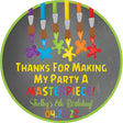 Art birthday sticker with rainbow paintbrush drips and splatters
