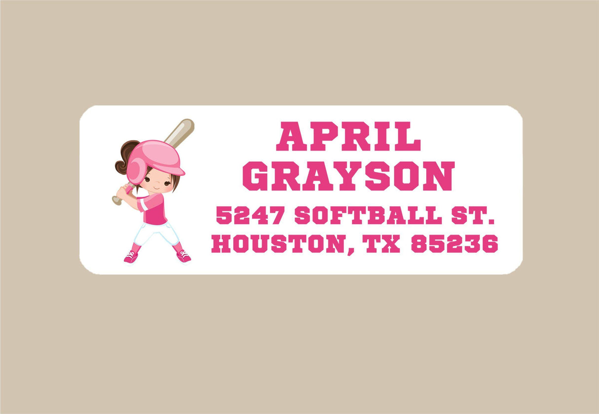 Athletic softball address stickers