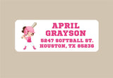 Athletic softball address stickers