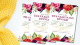 Autumn dinner party invitation with floral border