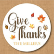 Autumn leaves Give Thanks Thanksgiving sticker with fall foliage accents
