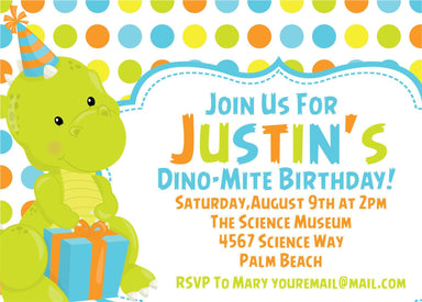 Baby Dinosaur Birthday Party Invitations