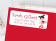 Ballet address labels with red and white ballerina illustration