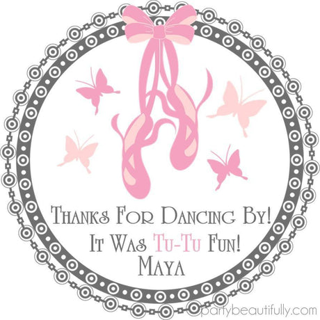 Ballet slippers and butterflies birthday sticker