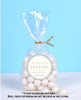 Baptism sticker with gold accents and blue greenery