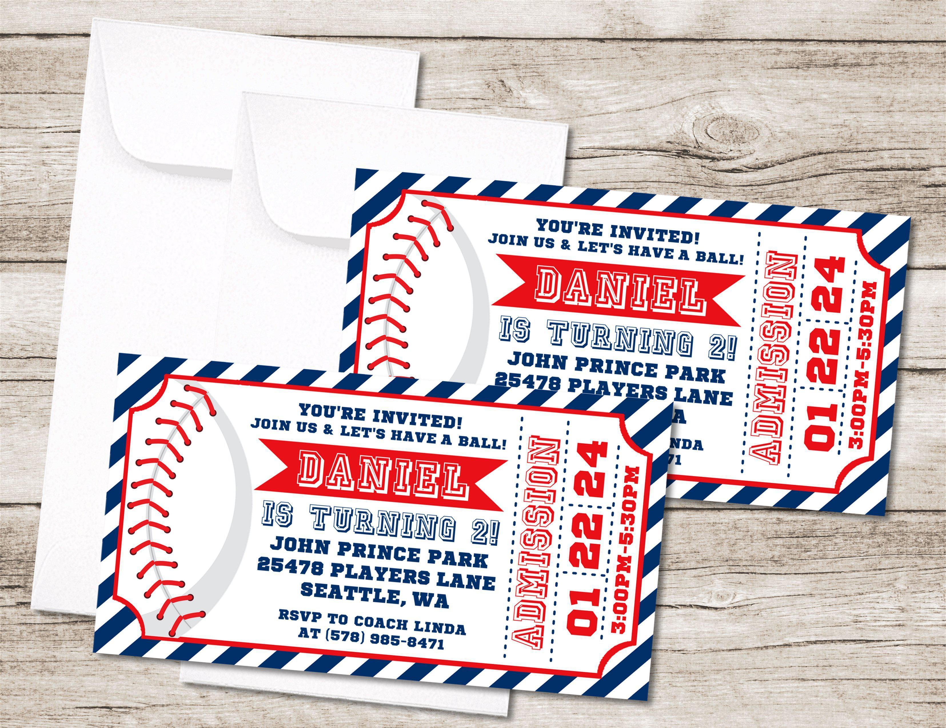 Baseball Game Ticket Birthday Gift Voucher