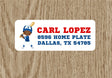 Baseball address labels with baseball player illustration
