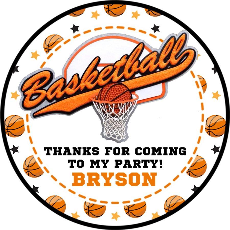 Basketball Birthday Party Stickers Or Favor Tags