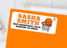 Basketball address labels with orange ball and hoop design