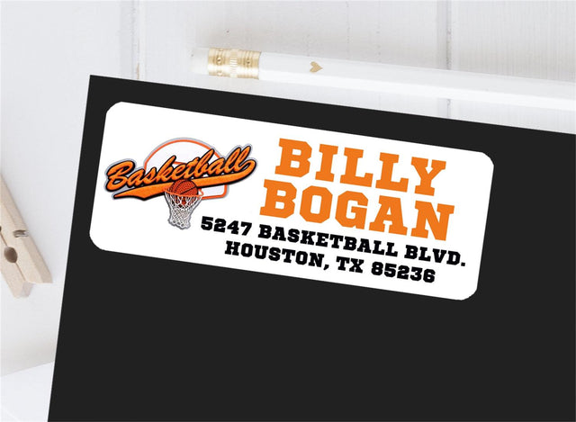 Basketball script logo personalized address labels