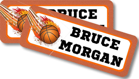 Basketball themed name label for school supplies