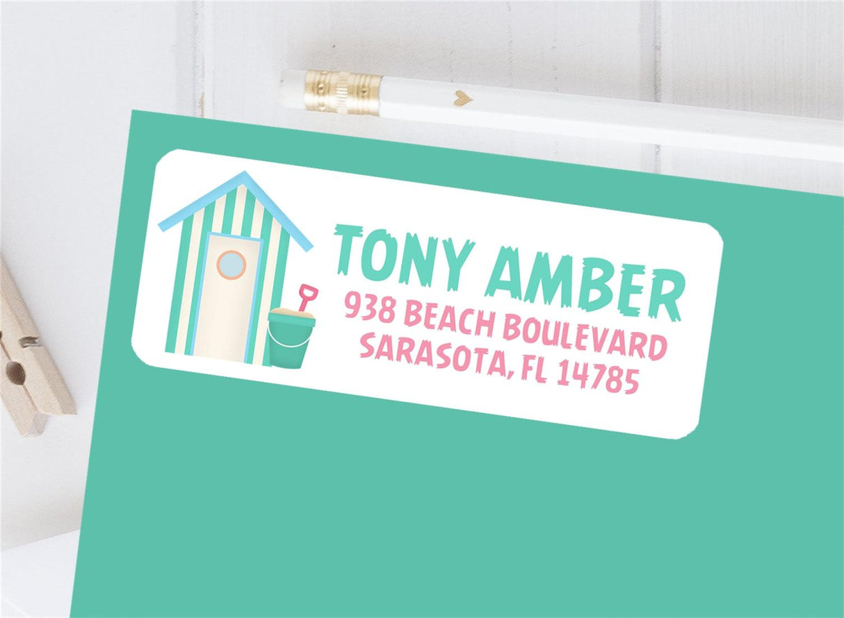 Beach house personalized address labels with coastal colors