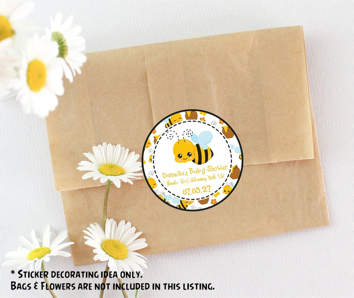 Bee pattern sticker for baby shower