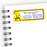 Bee themed back to school name label