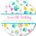 Birthday party favor stickers with colorful gift pattern on white background