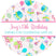Birthday party favor stickers with pink polka dot present pattern