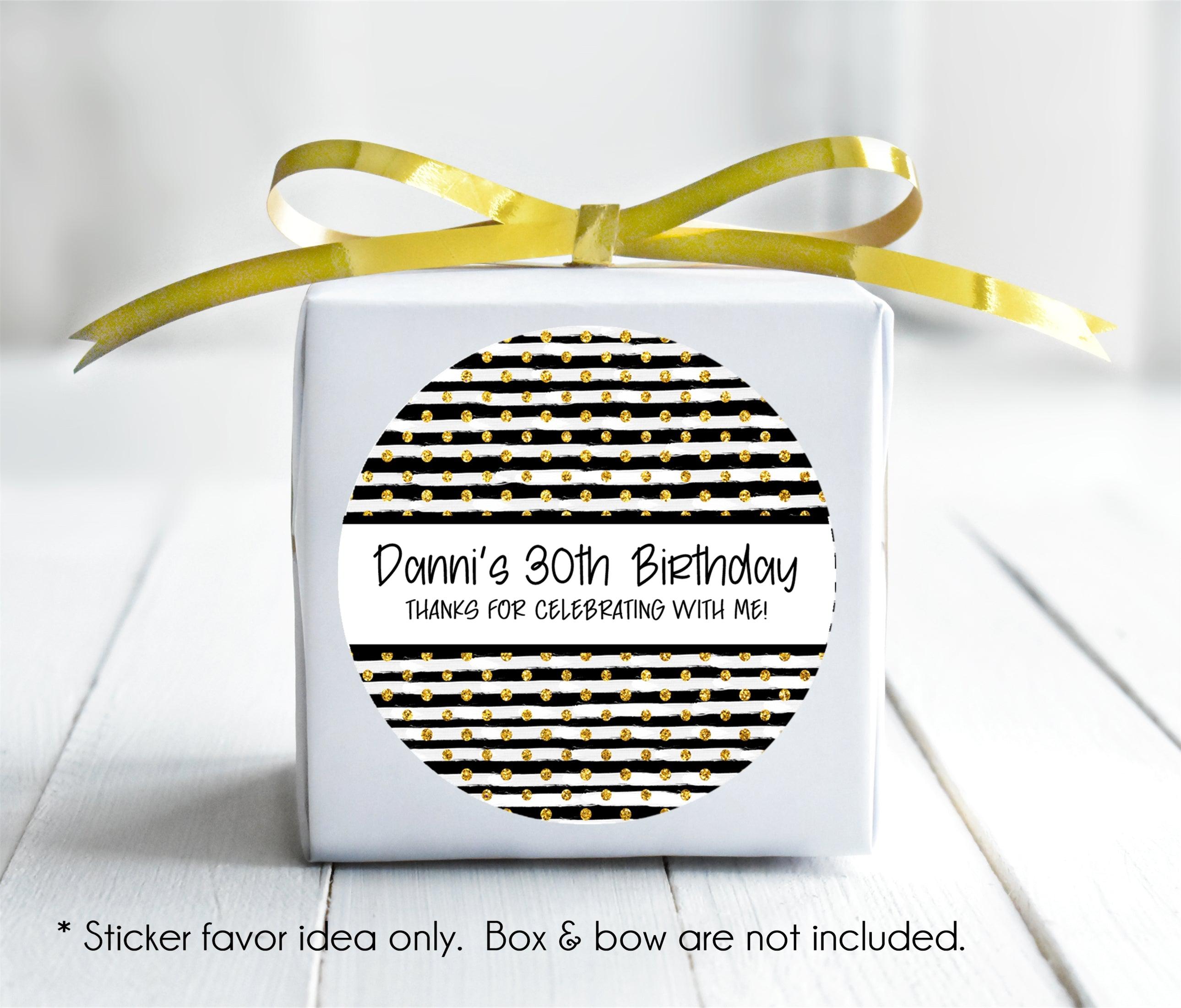 Black And Gold Birthday Party Stickers Or Favor Tags