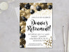 Black And Gold Retirement Party Invitations