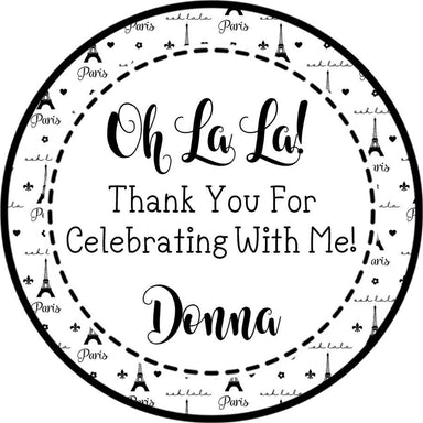 Black And White Paris Birthday Party Stickers Or Favor Tags