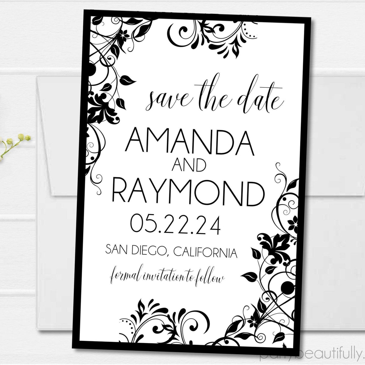 Black And White Wedding Save The Date Cards