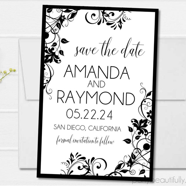 Black And White Wedding Save The Date Cards