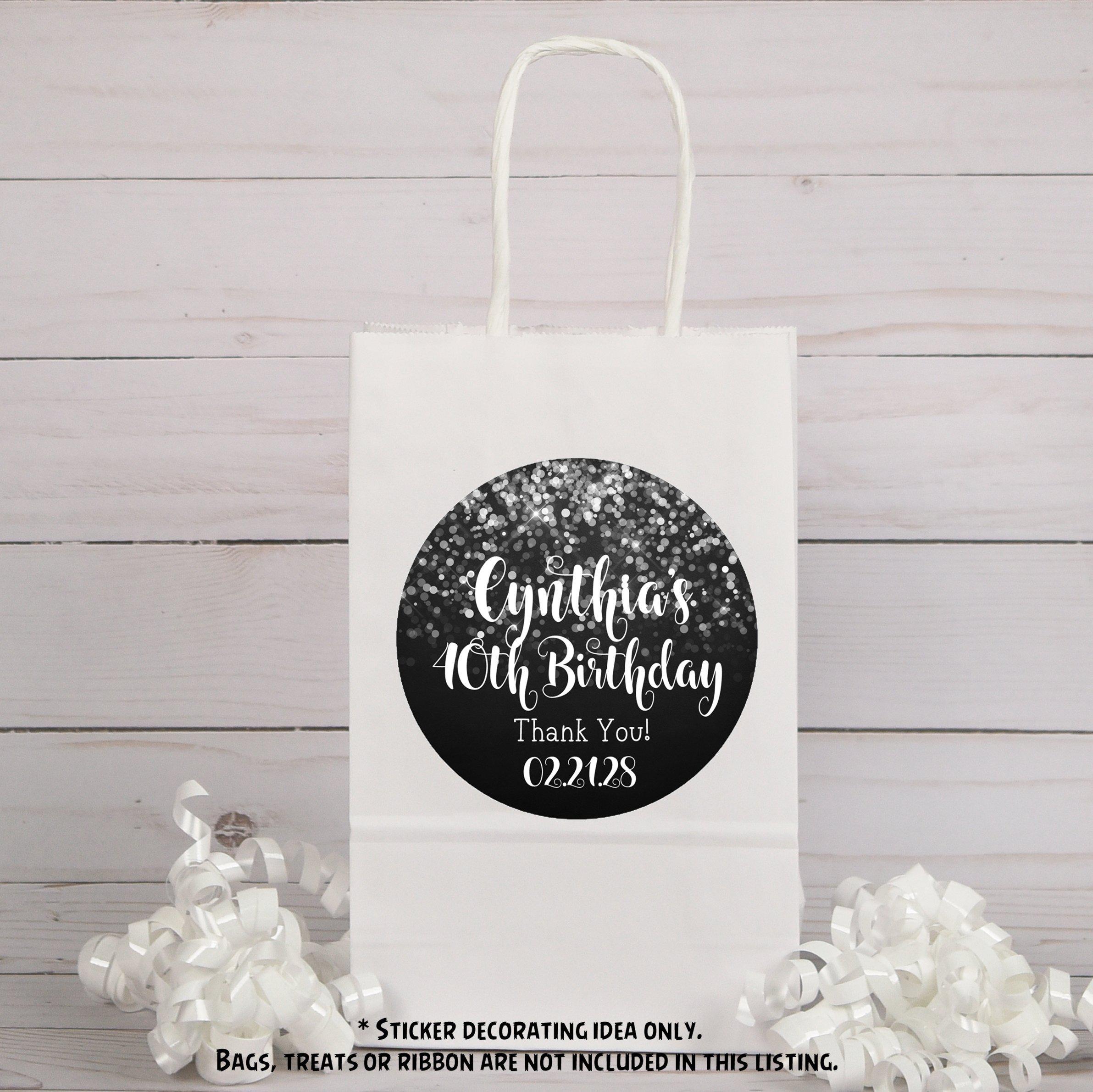 Black & White Birthday Party Stickers Or Favor Tags